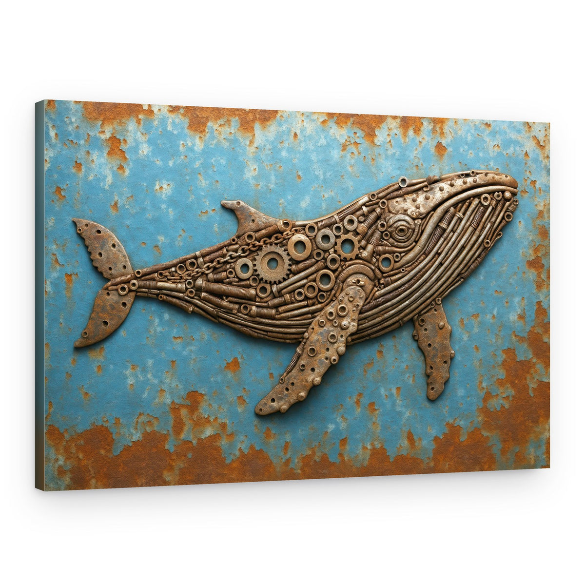 Rustic Metal Whale – Canvas Print