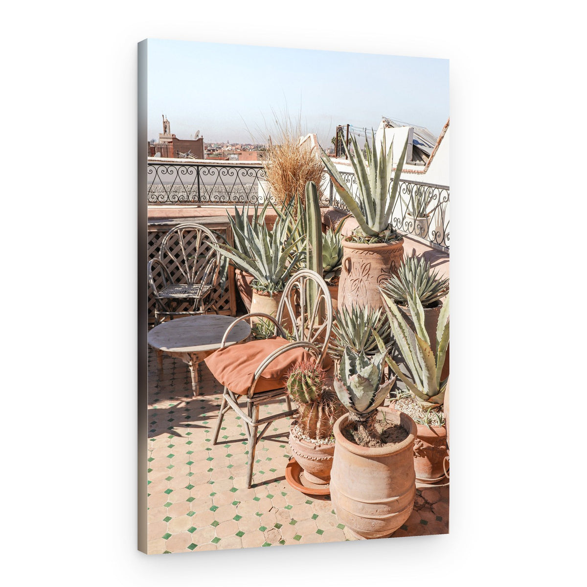 Moroccan Cactus Patio – Canvas Print