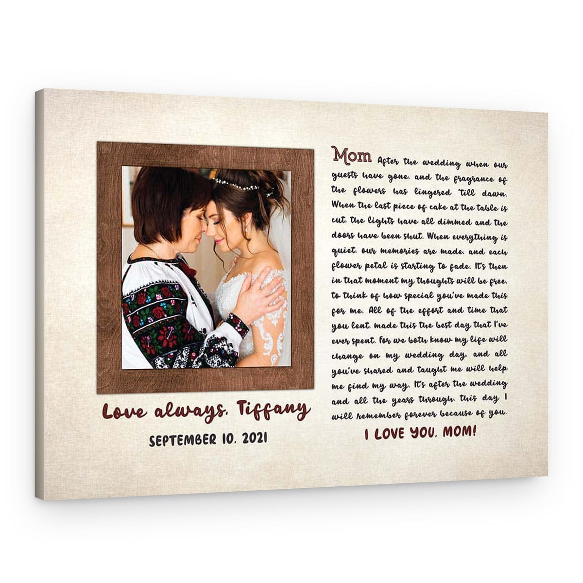 Unique Mother of the Bride Custom Photo Canvas Print – Canvas Print – Design B