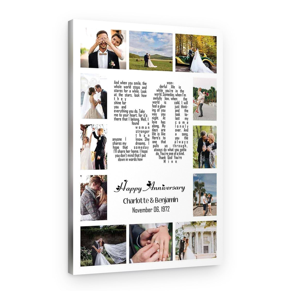 50 Years Anniversary Song Lyrics Word Art Number Photo Collage Canvas – Canvas Print – Normal