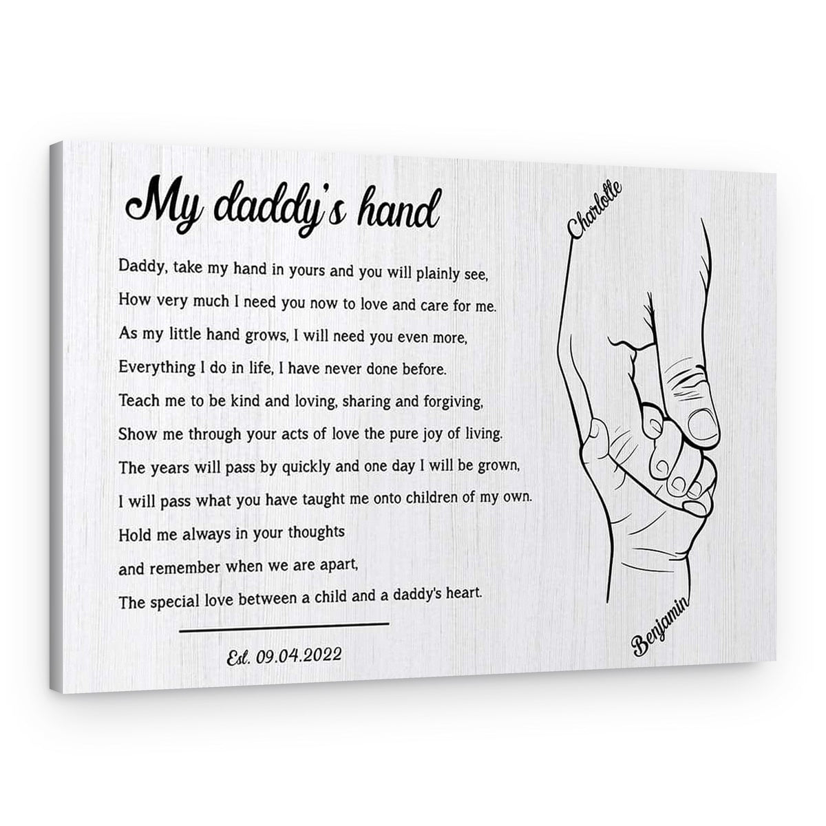 My Daddy’s Hand Poem Custom Canvas Print – Canvas Print – Landscape