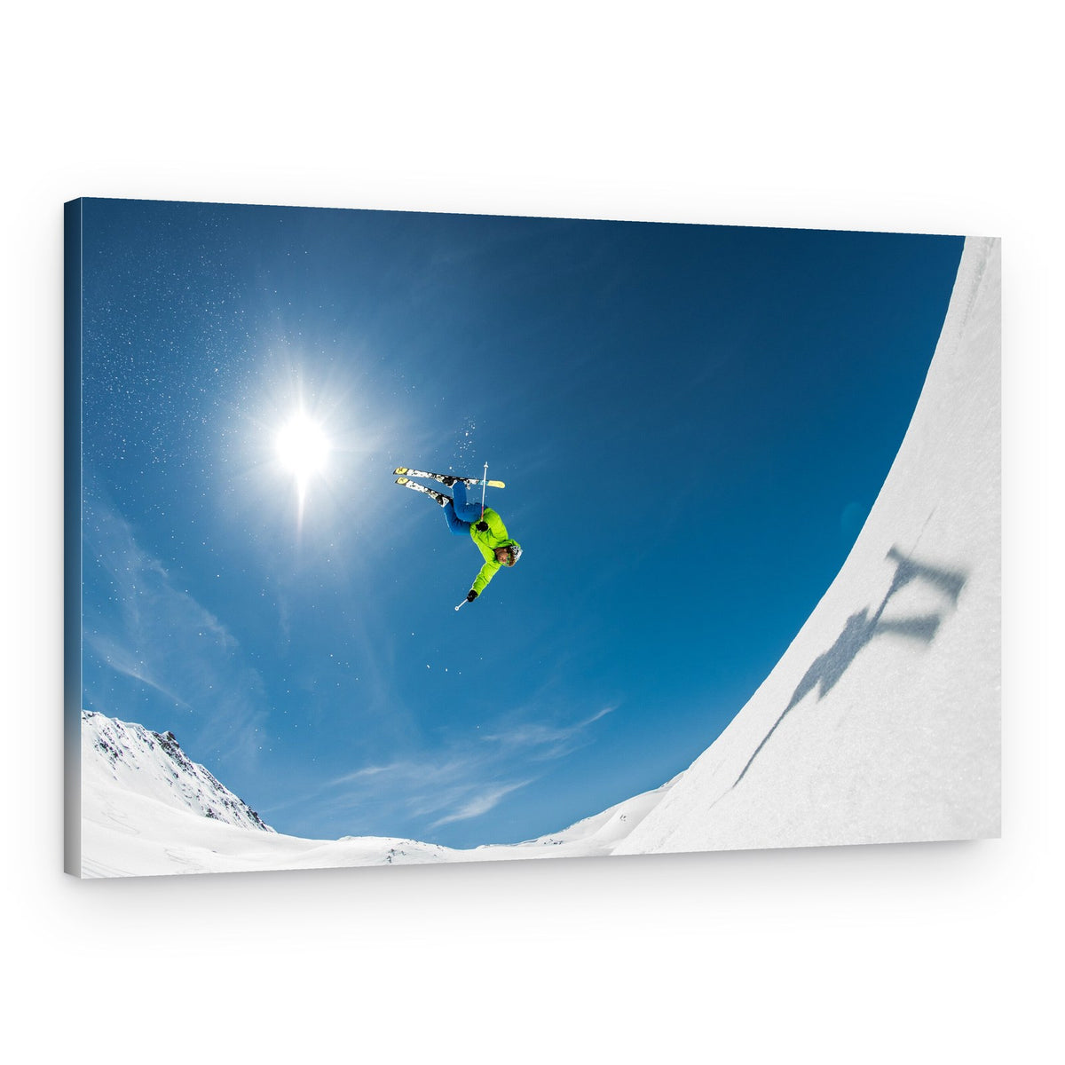 Skier Backflip Sunny Sky – Canvas Print