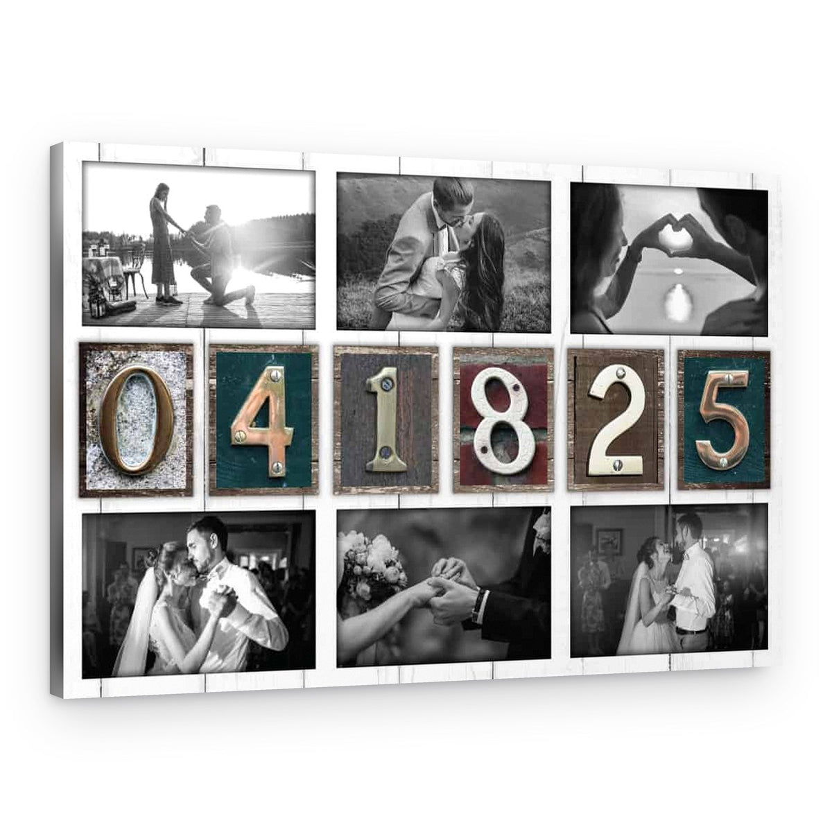 Personalized Vintage Date Canvas Black and White Photo Collage – Canvas Print
