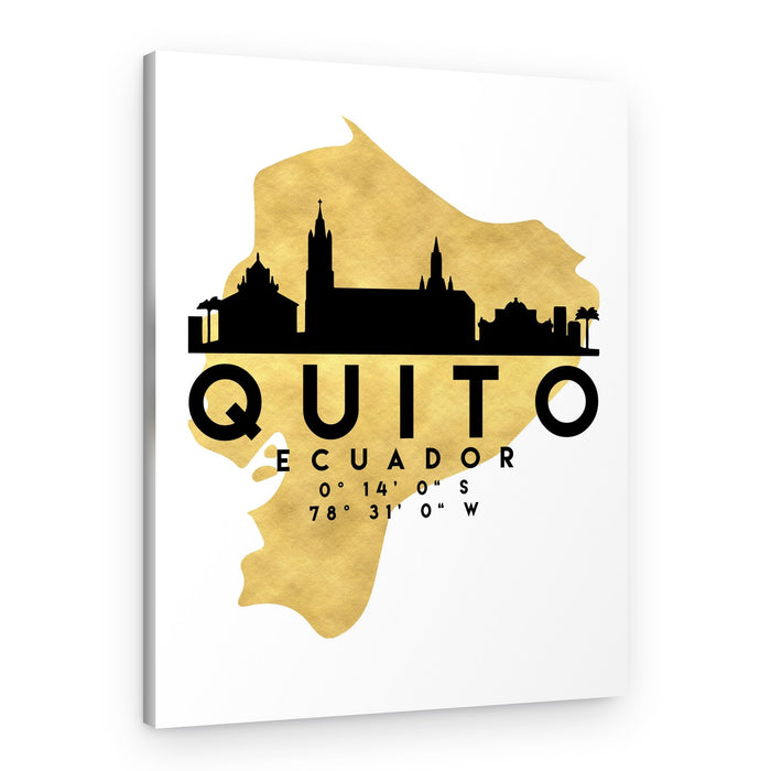 Golden Quito Skyline Map – Canvas Print