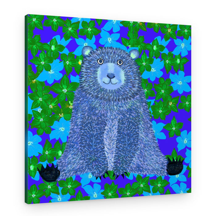 Whimsical Blue Bear – Canvas Print