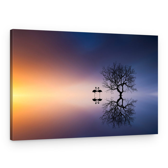Romantic Sunset Flamingos – Canvas Print