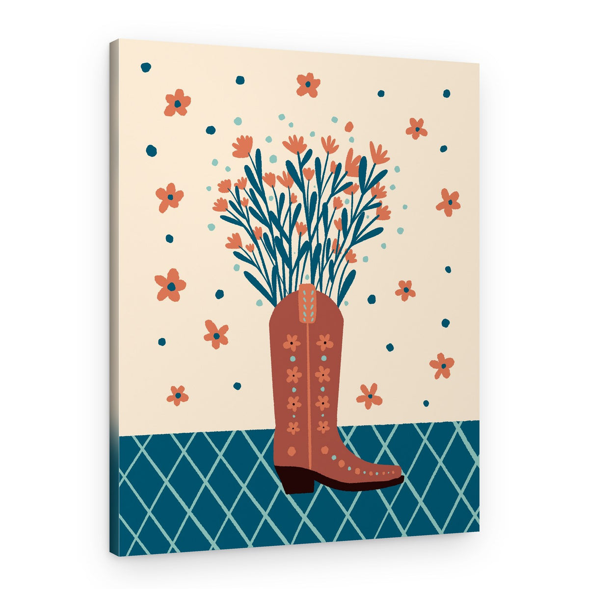 Floral Cowboy Boot – Canvas Print