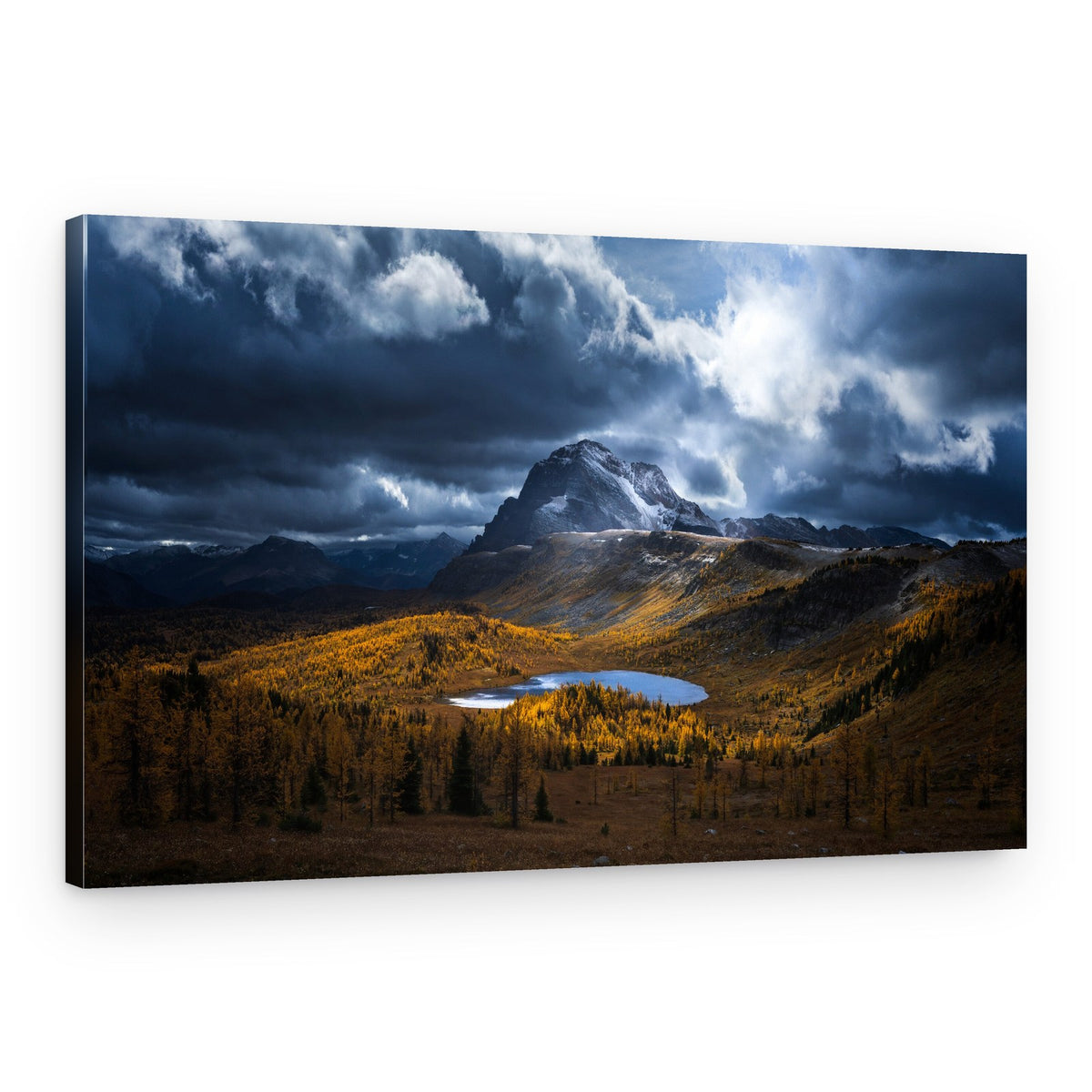 Golden Autumn Mountain Lake – Canvas Print