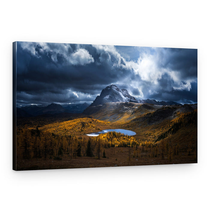 Golden Autumn Mountain Lake – Canvas Print