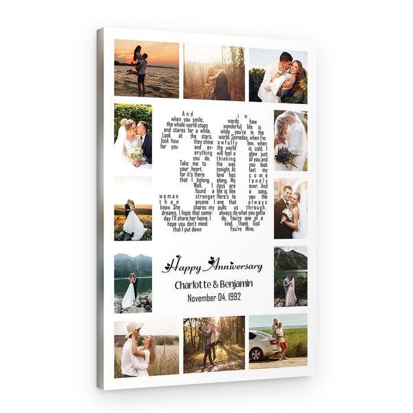 30 Years Anniversary Song Lyrics Word Art Number Photo Collage Canvas