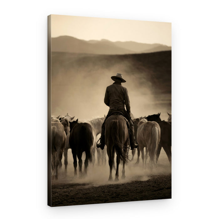 Western Horse Drive – Canvas Print