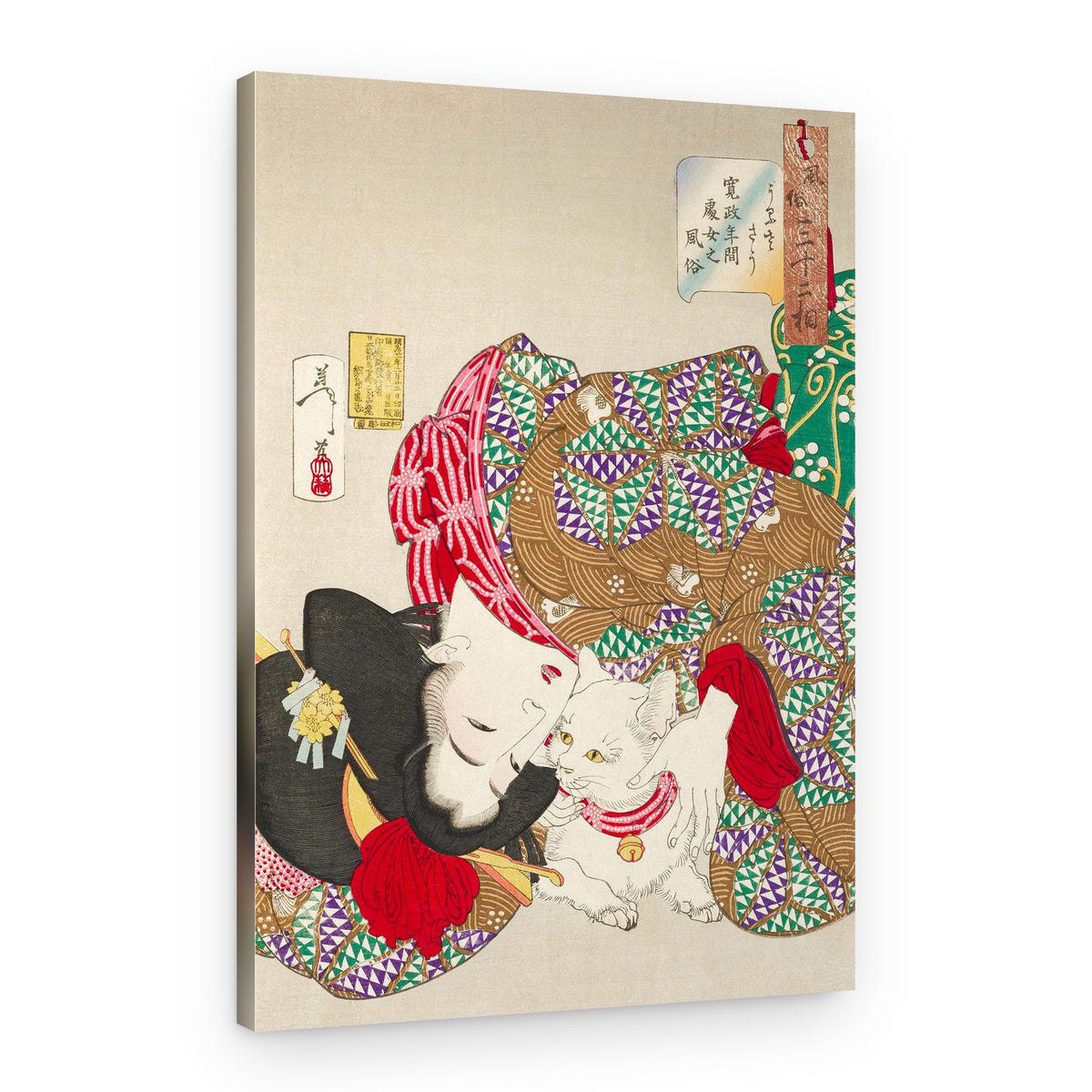 Woman With Pet Kansei Era (1888) By Tsukioka Yoshitoshi – Canvas Print