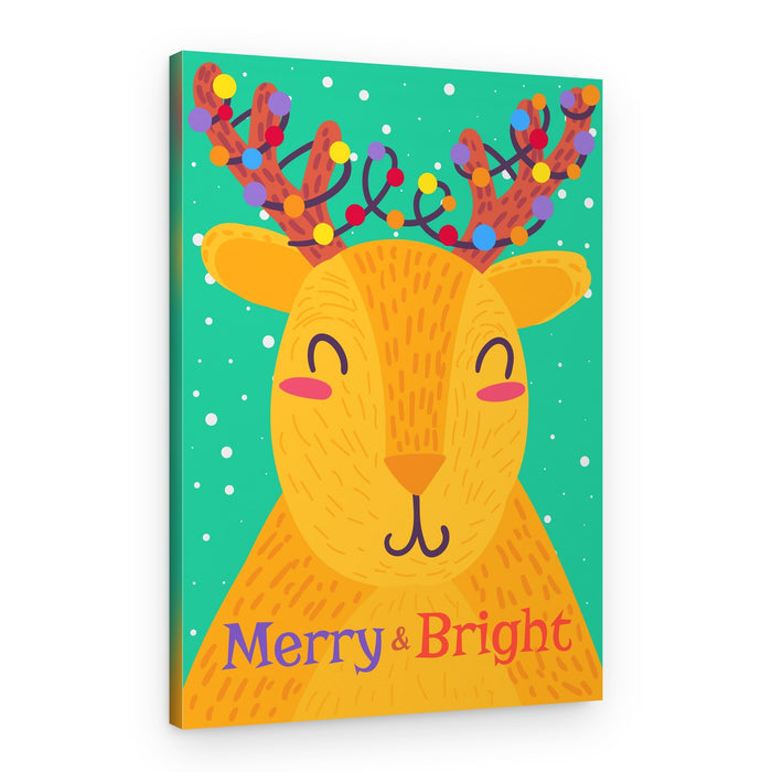 Smiling Reindeer Lights – Canvas Print