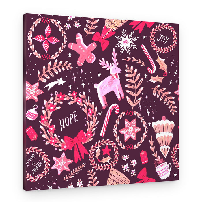 Magical Christmas Black Pattern – Canvas Print
