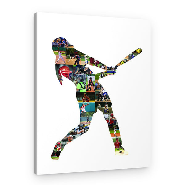 Softball Photo Collage Custom Canvas Print