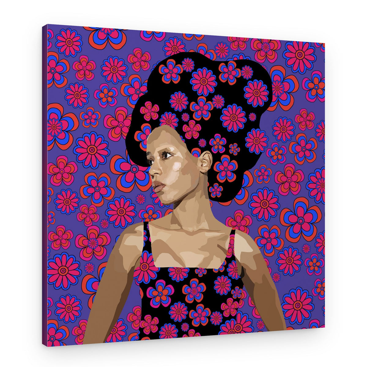Floral Afro Woman – Canvas Print