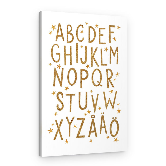 Golden Star Alphabet – Canvas Print