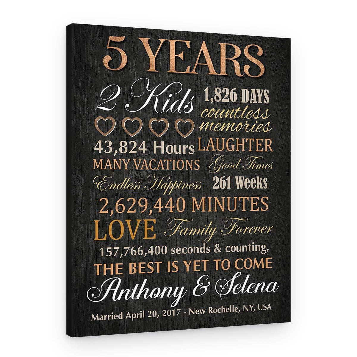 5th Anniversary Milestone Custom Canvas Print – Canvas Print – Design A
