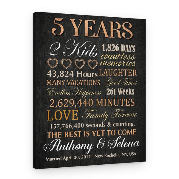 5th Anniversary Milestone Custom Canvas Print