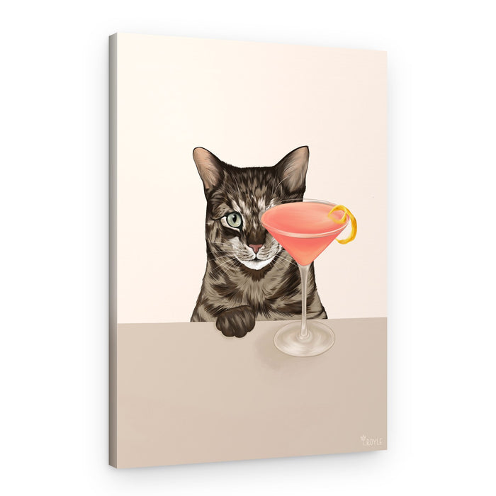 Winking Cat Martini – Canvas Print