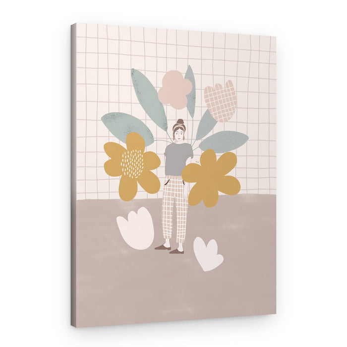 Modern Floral Woman – Canvas Print