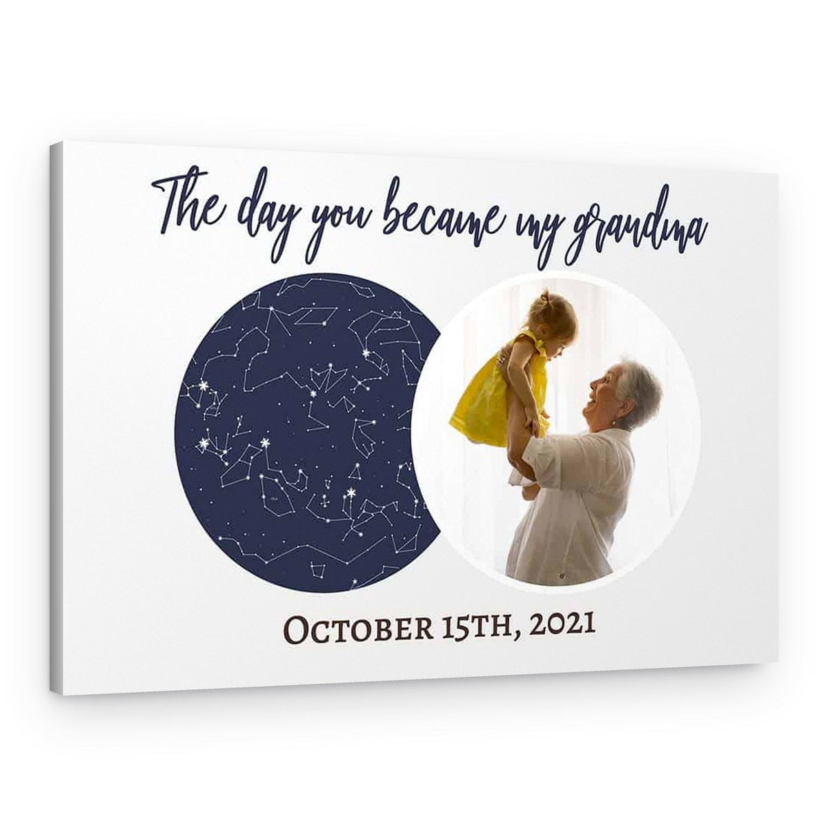“The Day You Became My Grandma” Custom Star Map Photo Canvas Print – Canvas Print