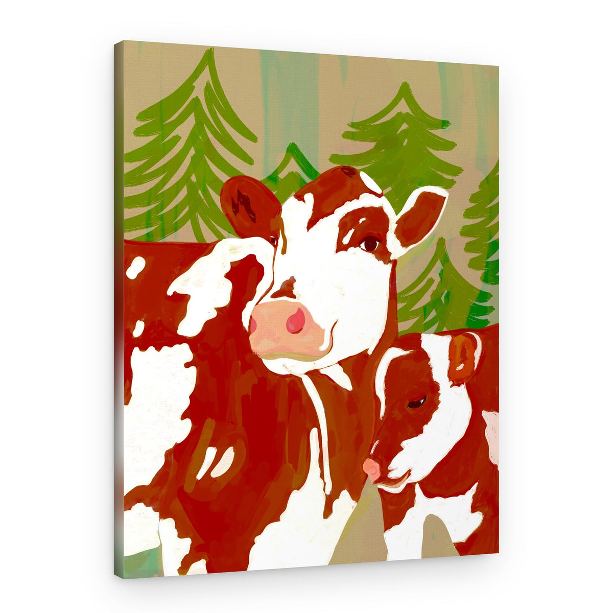Mama Cow and Calf – Canvas Print