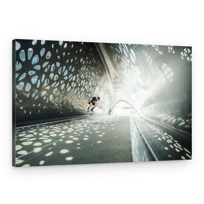 Skater In Light Patterns – Canvas Print