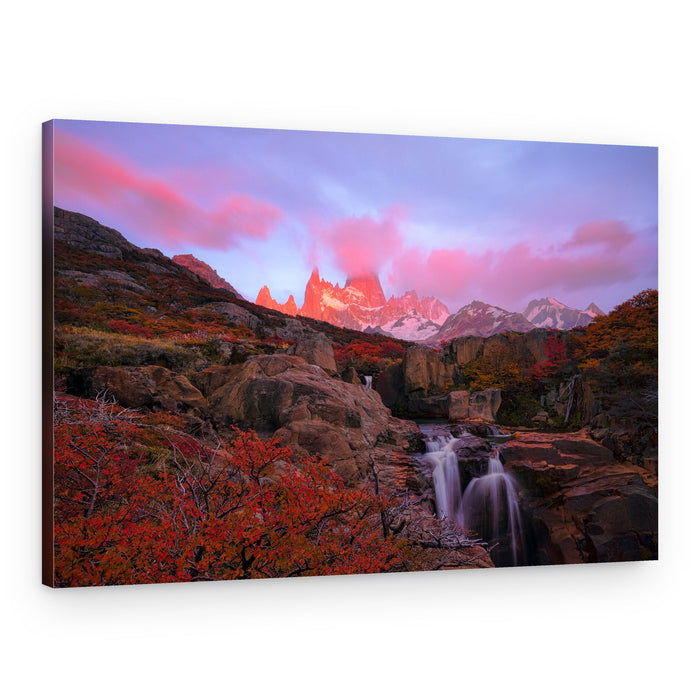 Pink Peaks Waterfall – Canvas Print