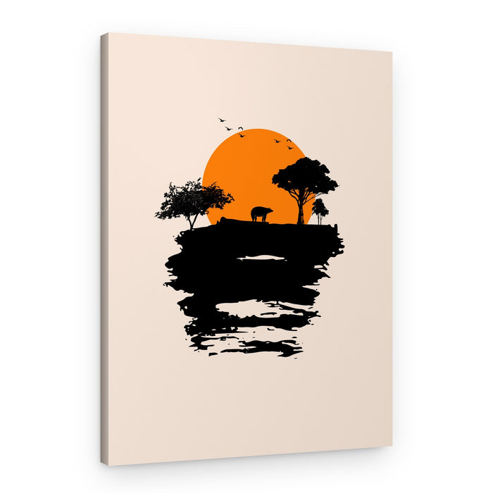 Bear Sunset Silhouette – Canvas Print
