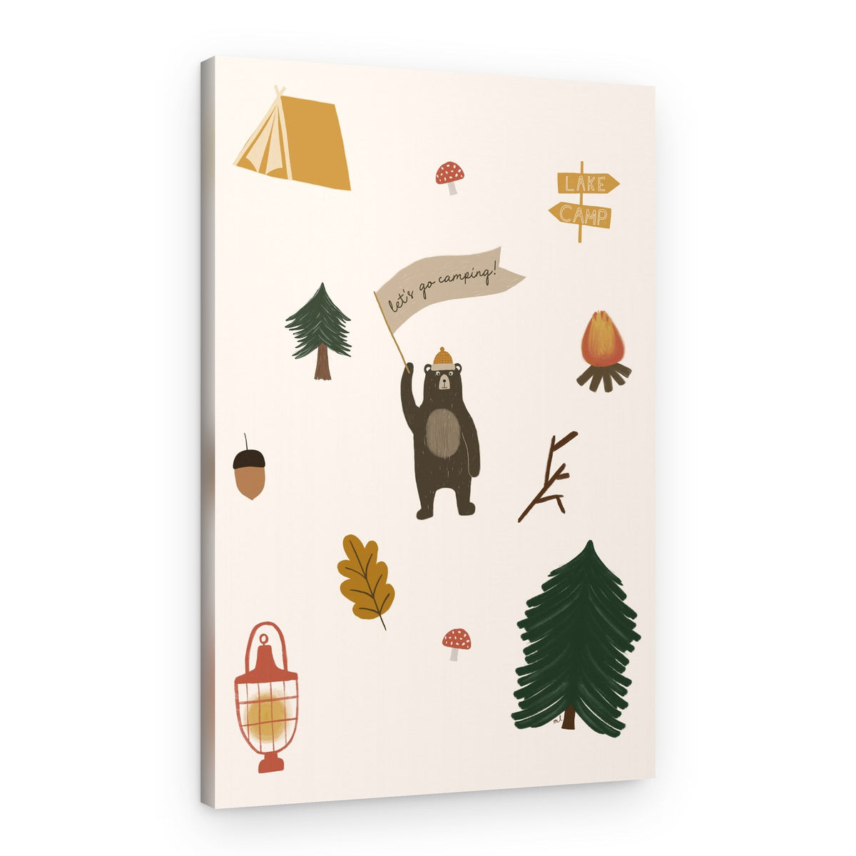 Let's Go Camping Bear – Canvas Print