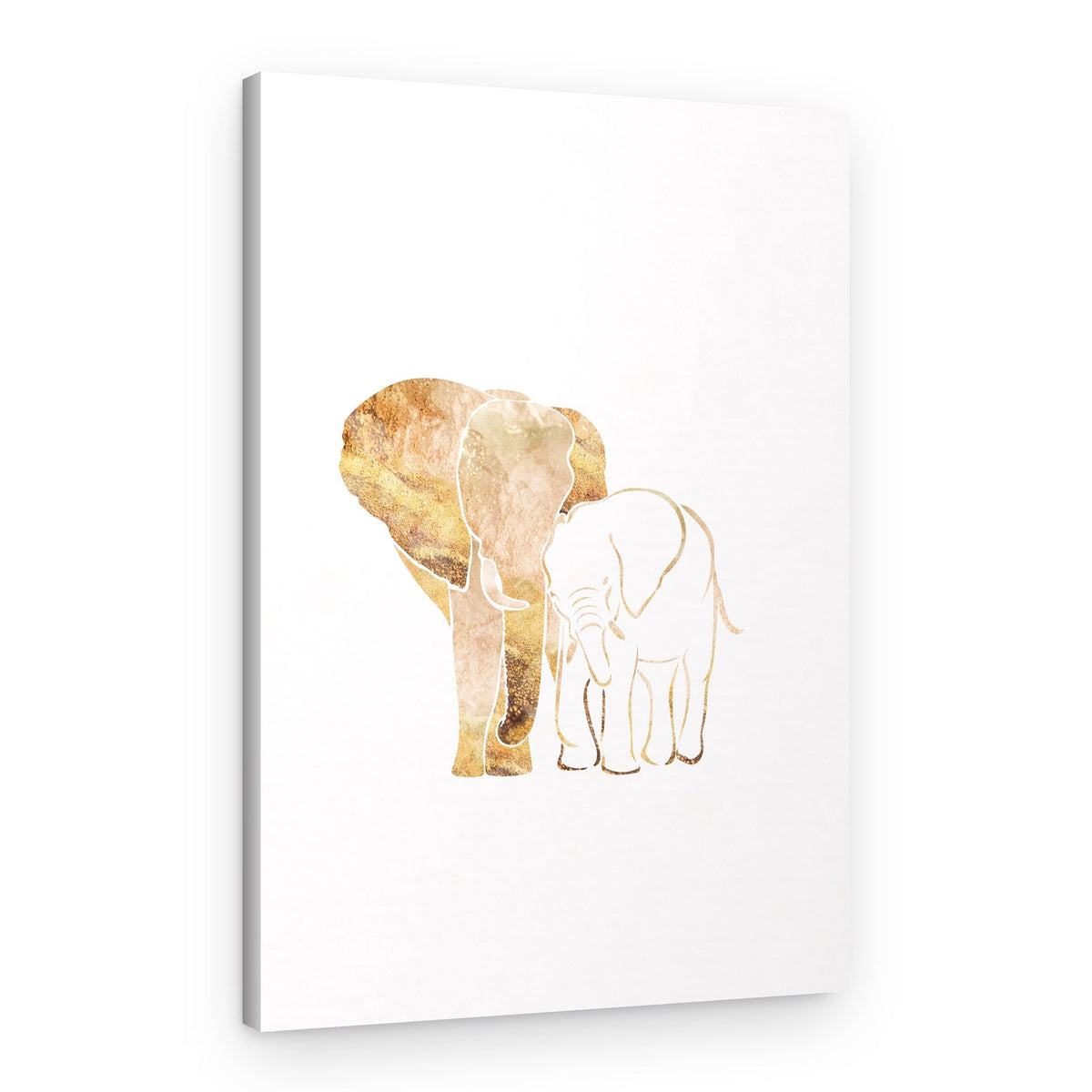 Golden Elephant Family – Canvas Print
