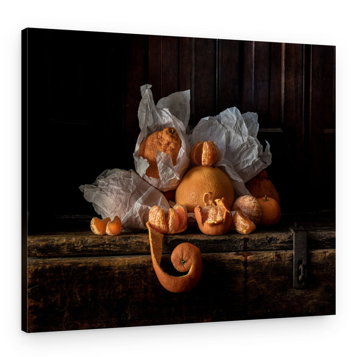 Fresh Oranges Rustic Wood – Canvas Print