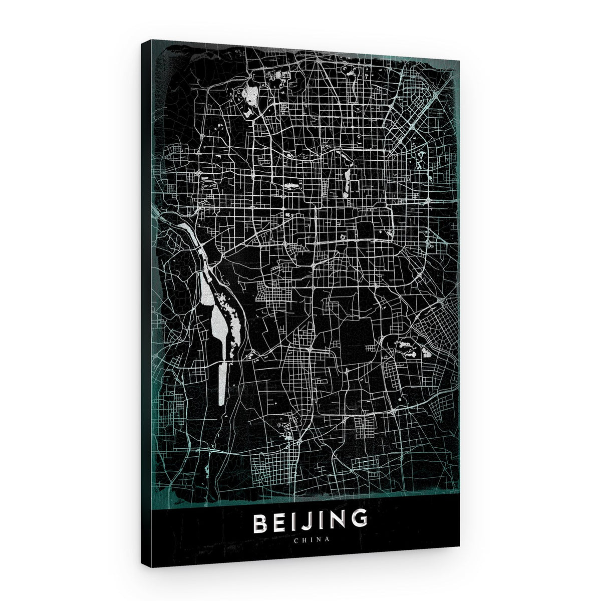 Dark Beijing City Map – Canvas Print