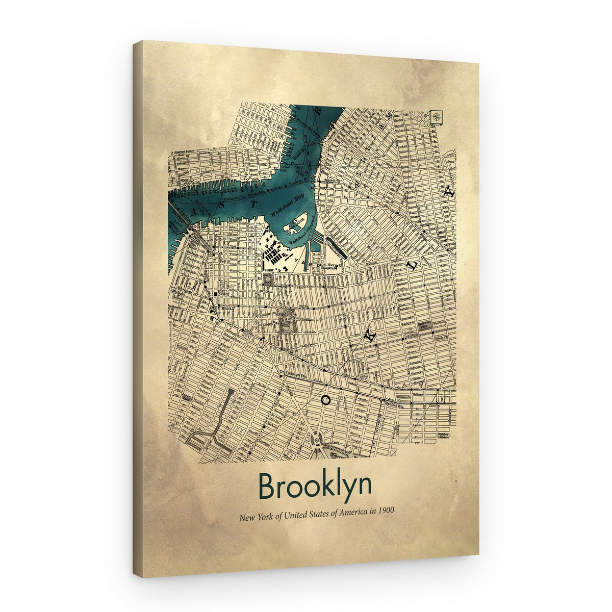 Historic Brooklyn Map 1900 – Canvas Print