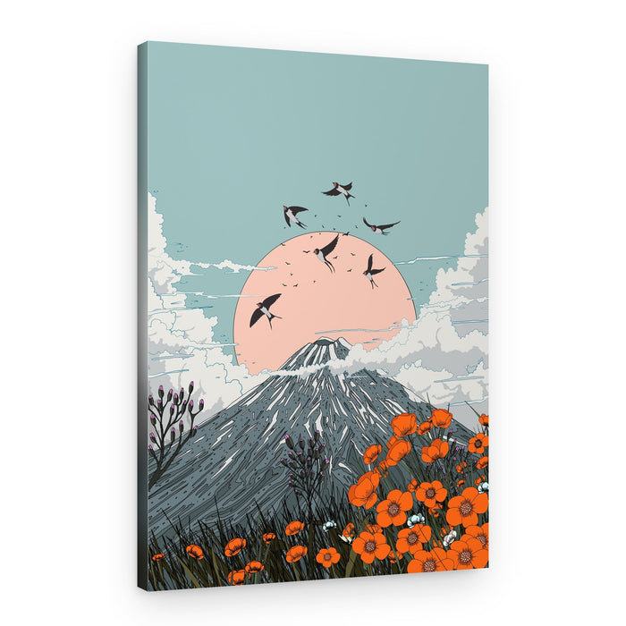 Mount Fuji Poppies Sunrise – Canvas Print