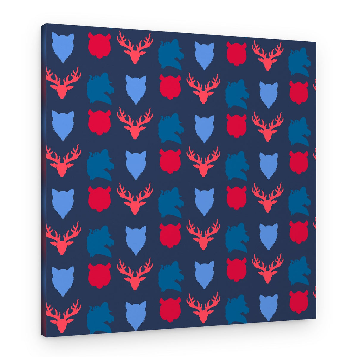 Red Blue Animal Pattern – Canvas Print