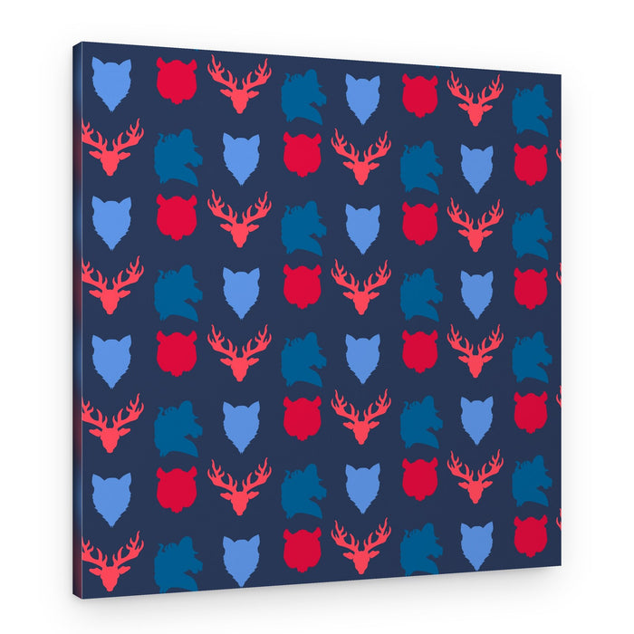 Red Blue Animal Pattern – Canvas Print