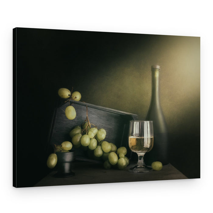 White Wine and Grapes – Canvas Print