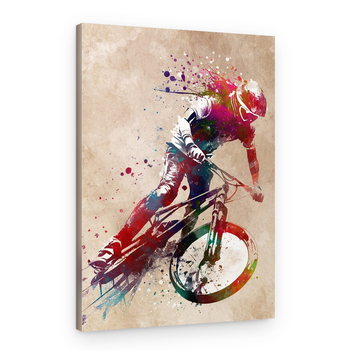 Vibrant Mountain Biking Action – Canvas Print