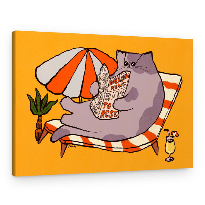 Relaxing Beach Cat – Canvas Print