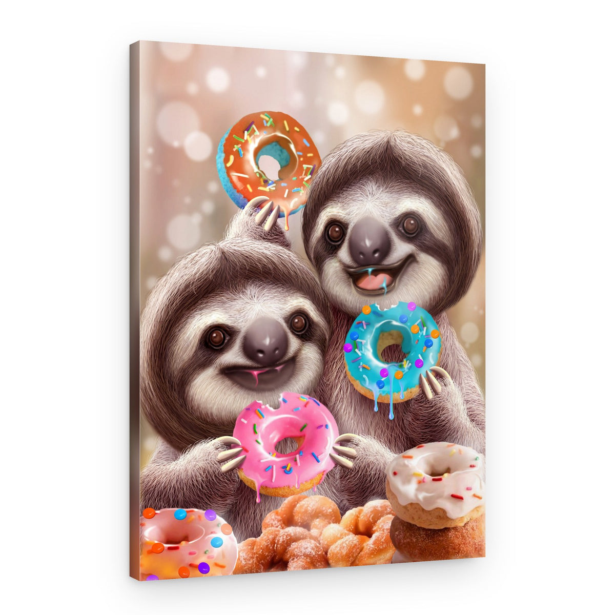 Sweet Sloth Donuts – Canvas Print