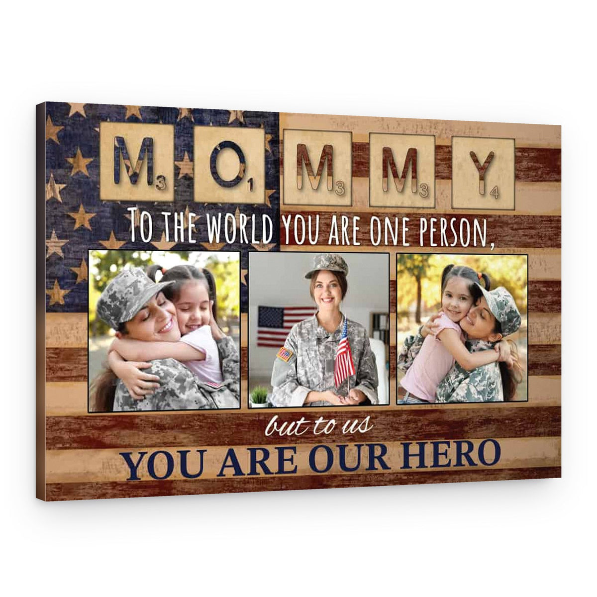 Custom Military Mom Canvas with 3 Photos – Canvas Print
