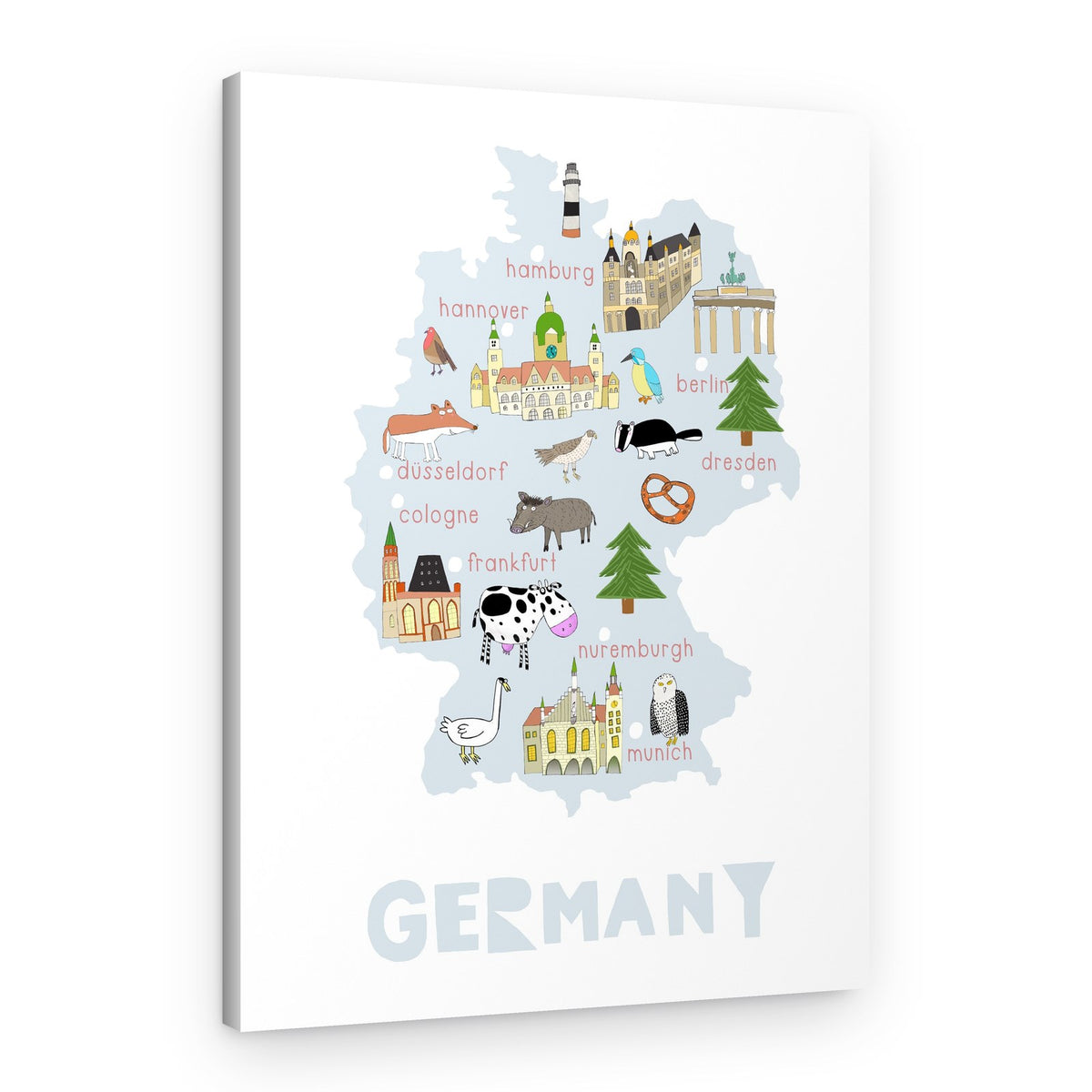 Whimsical Germany Map – Canvas Print