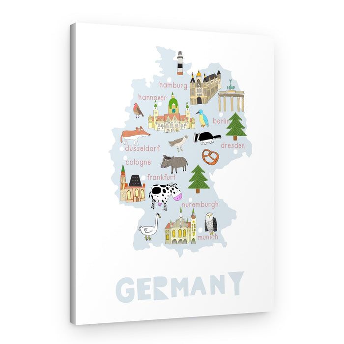 Whimsical Germany Map – Canvas Print