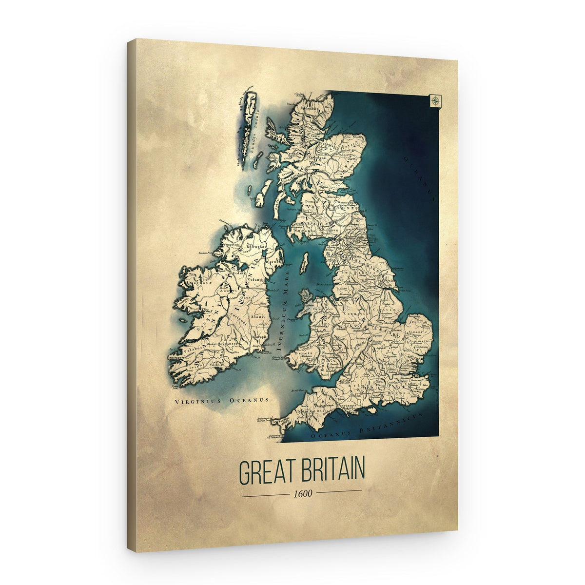 Great Britain Map 1600 – Canvas Print