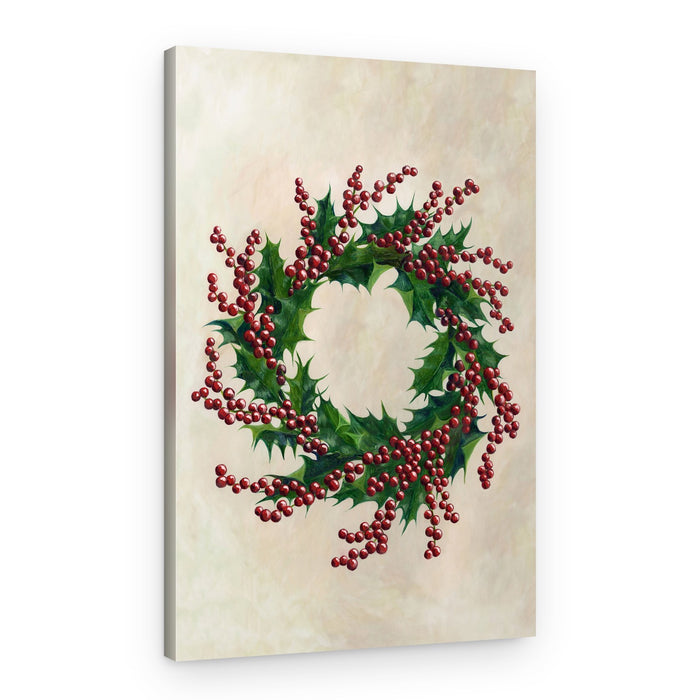 Traditional Holly Wreath – Canvas Print