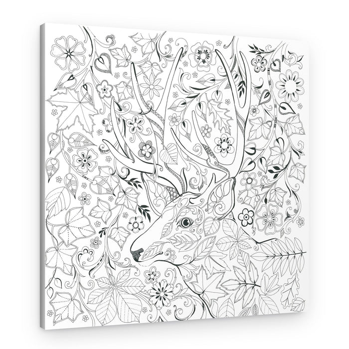 Floral Stag Harmony – Canvas Print