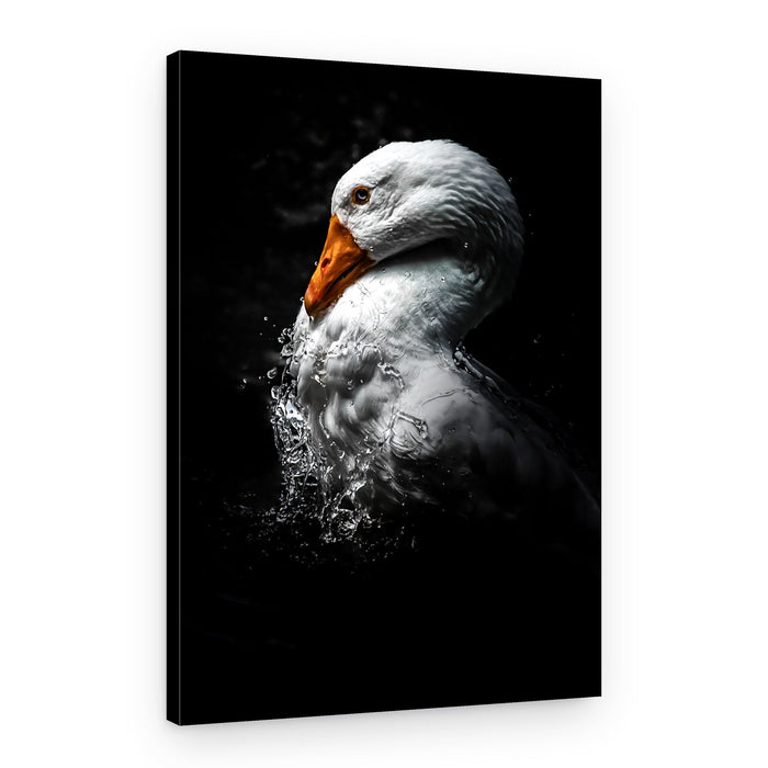 Dynamic White Goose – Canvas Print