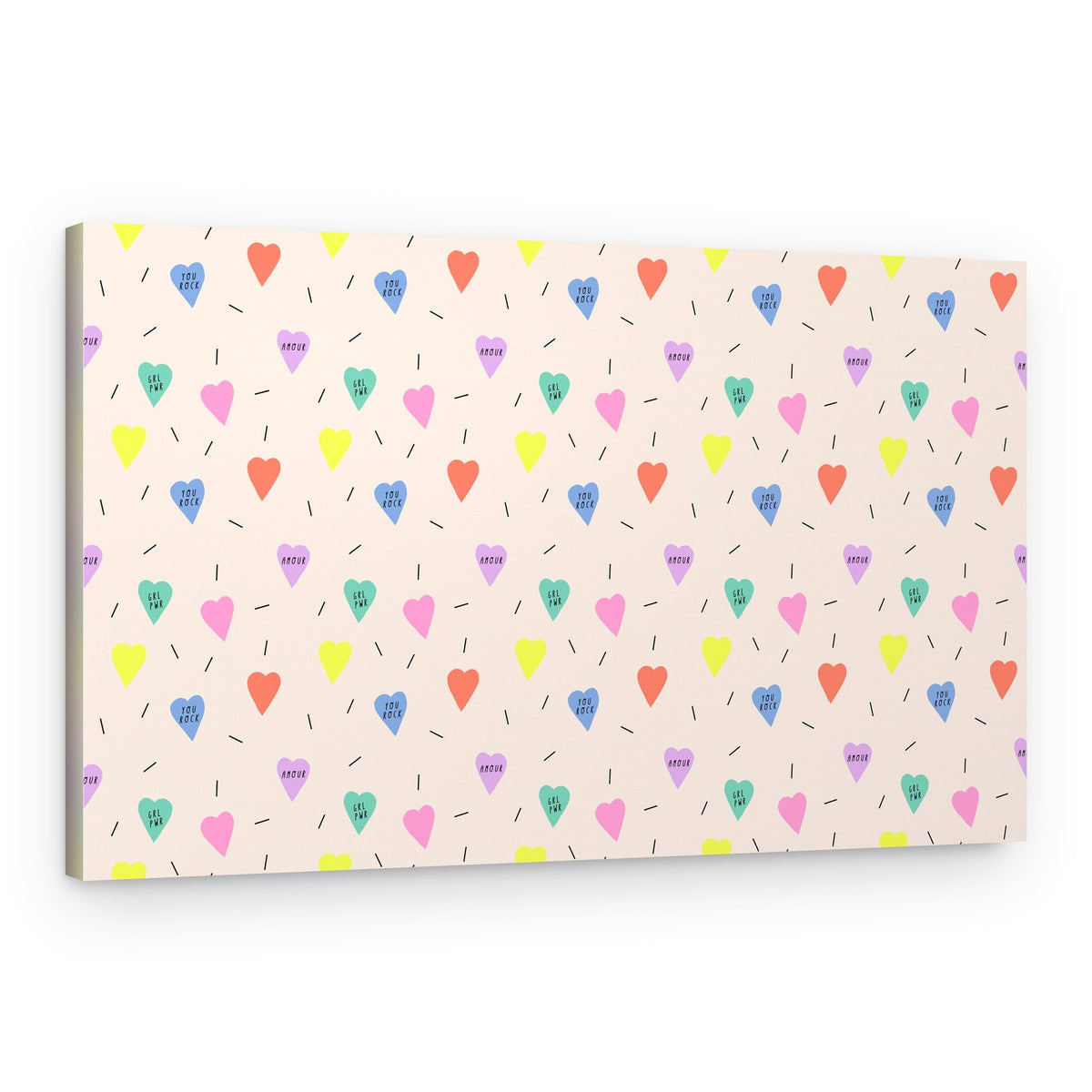 Cute Conversation Hearts Pattern – Canvas Print